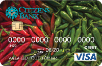 debit card with red and green chile
