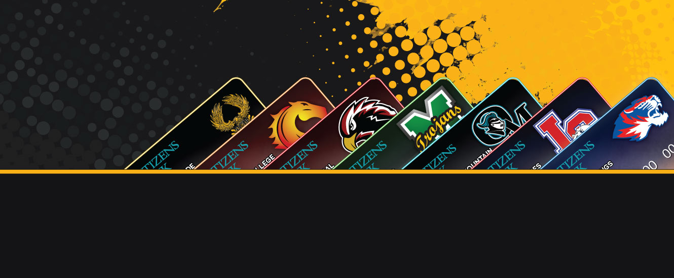 high school debit cards on abstract background