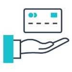 minimalist illustration hand holding credit card