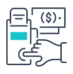 minimalist line art of a payment machine and cash