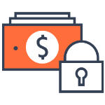 minimalist line art of a cash with lock in front