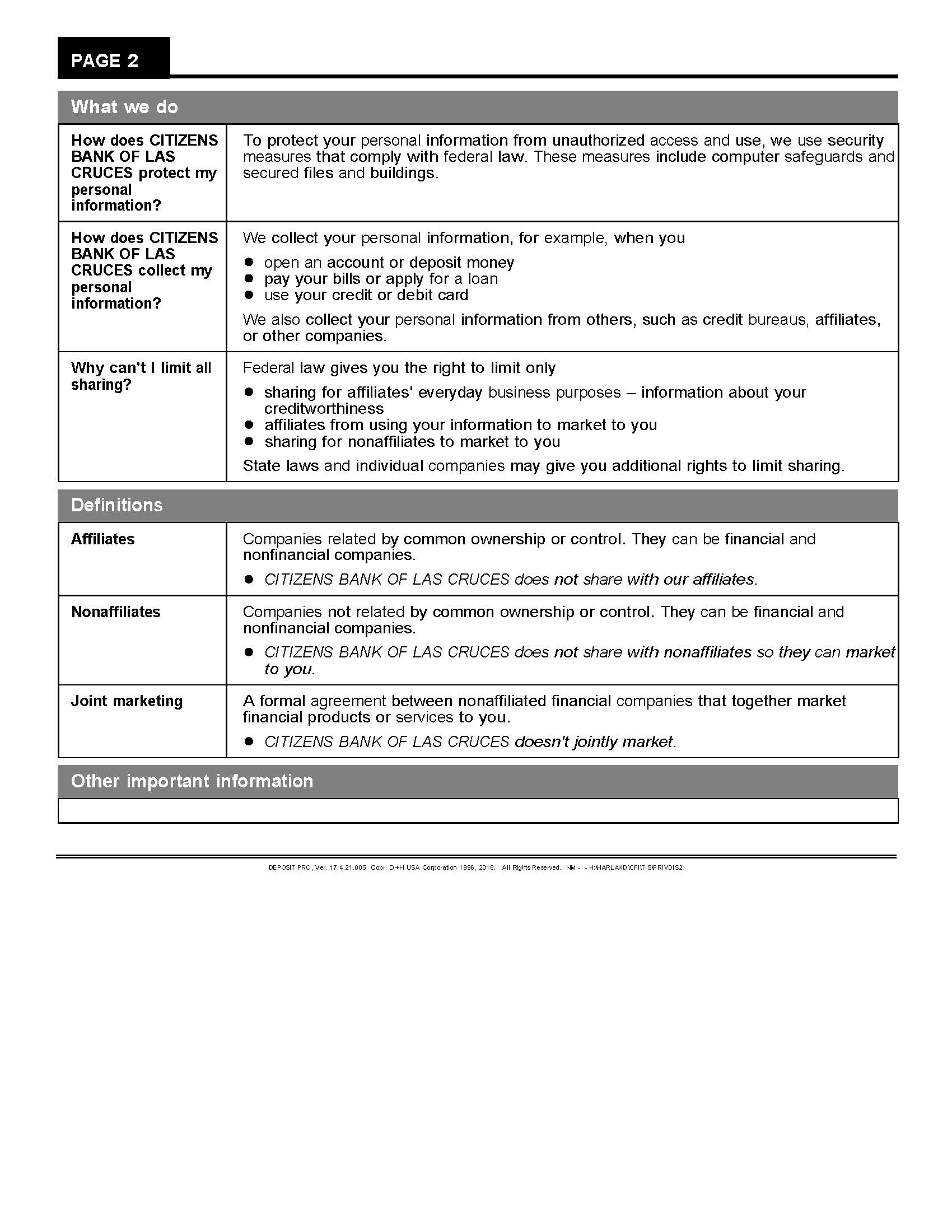 Privacy Policy Page 2