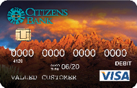 standard debit card, Organ Mountains at sunset with orange and blue clouds
