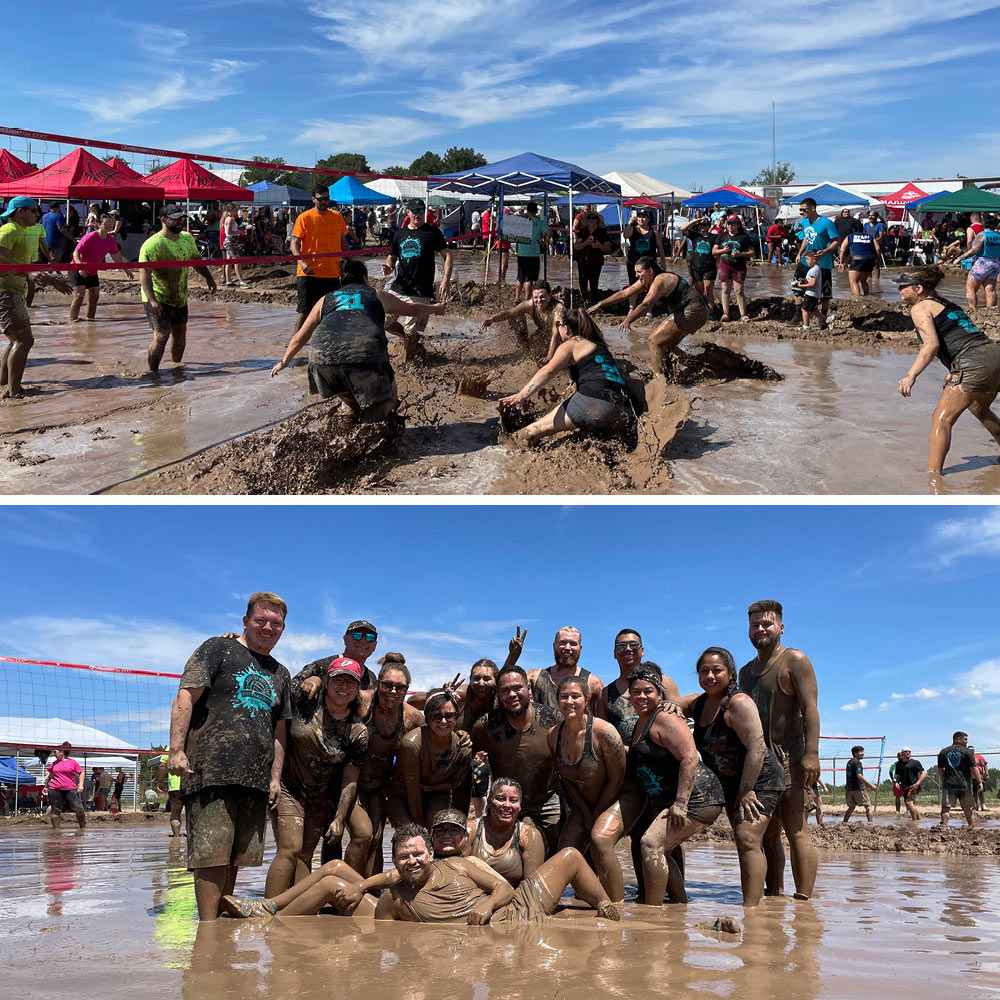 staff of citizens bank playing Mudd Volleyball