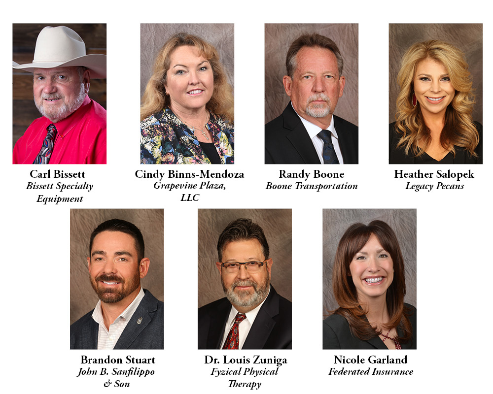pictures of our 2019 board of councilors: Carl Bissett, Cindy Binns-Mendoza, Randy Boone, Heather Salopek, Brandon Stuart, Dr. Louis Zuniga, and Nicole Garland