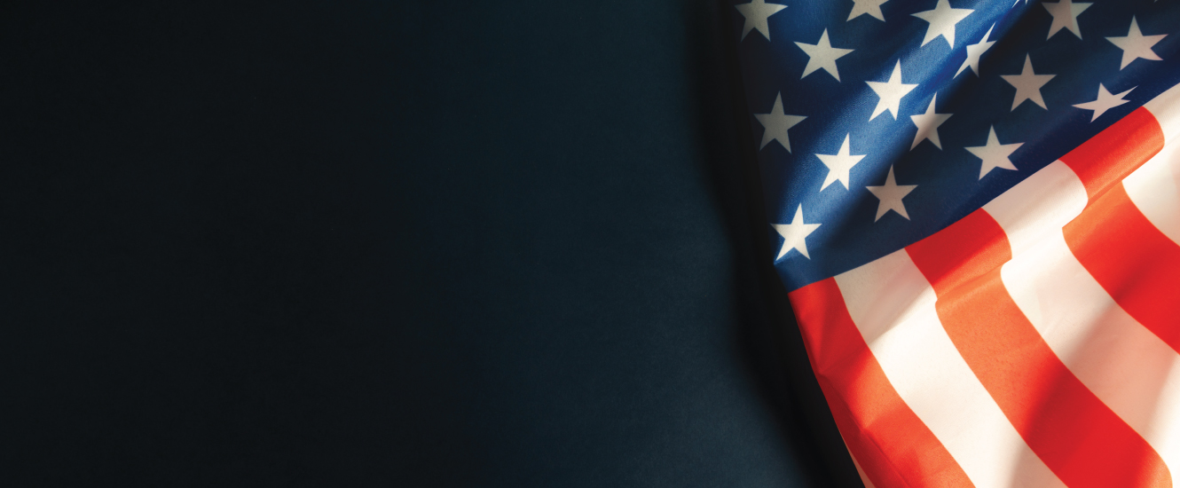 American flag on black background