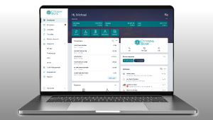 open laptop with online banking